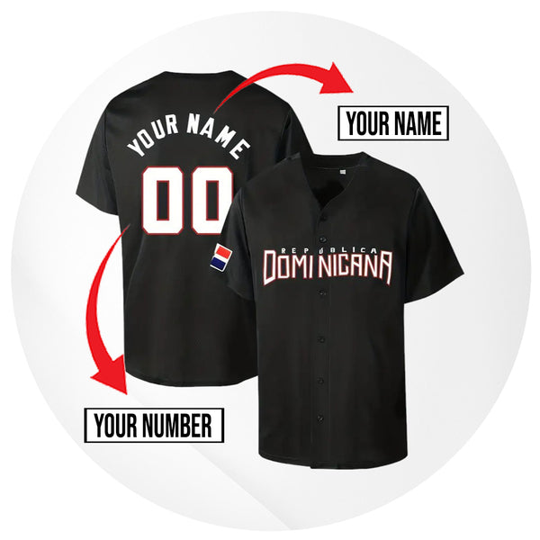 Personalized Black Republica Dominicana Baseball Jersey Custom