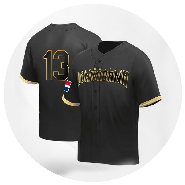 República Dominicana Black and Yellow Baseball Jersey