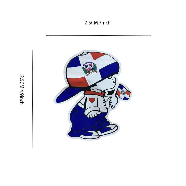 Dominican Car Decal Sticker Boy Holding Flag – Team Dominican