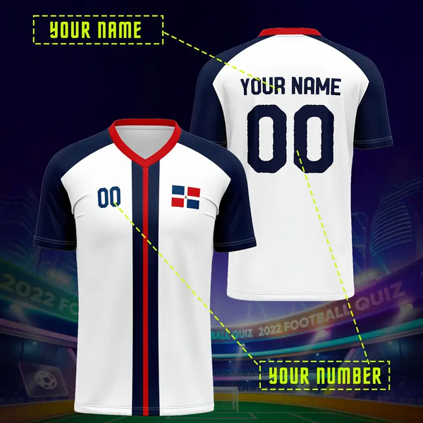 Personalized Dominican Tri‑Stripe  Soccer Jersey