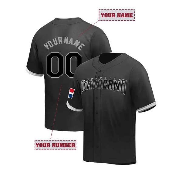 Personalized Black Gray Republica Dominicana Baseball Jersey Custom