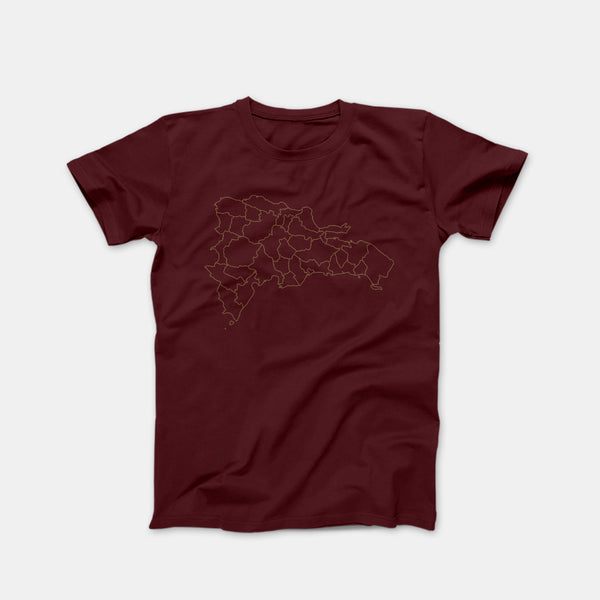 Gold Map Outline Maroon Shirt