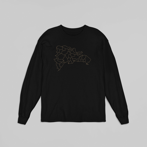 Dominican Gold Map Outline Long Sleeve Shirt
