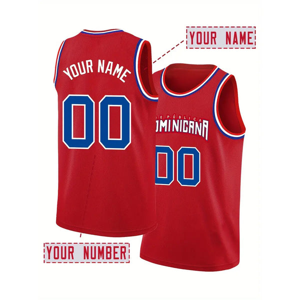 Personalized Red Republica Dominicana Basketball Jersey