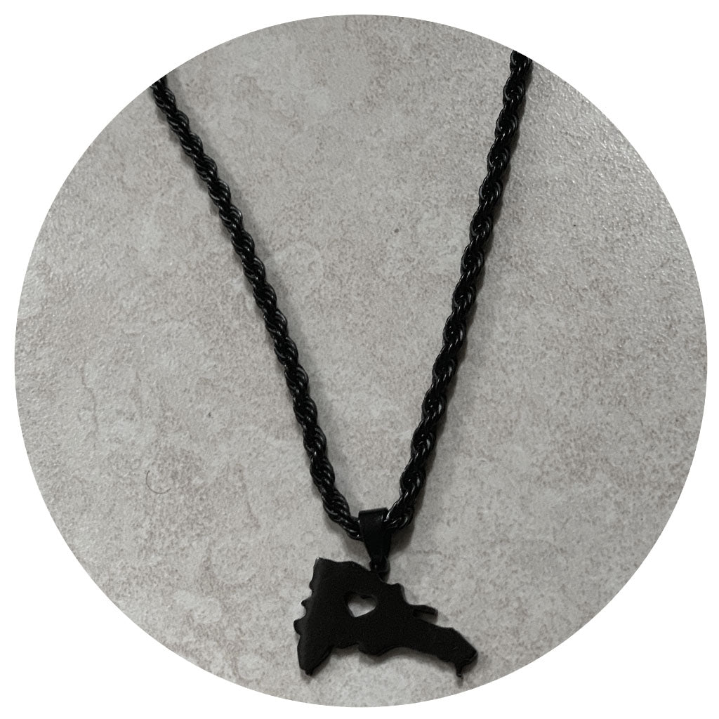 Black Map Necklace