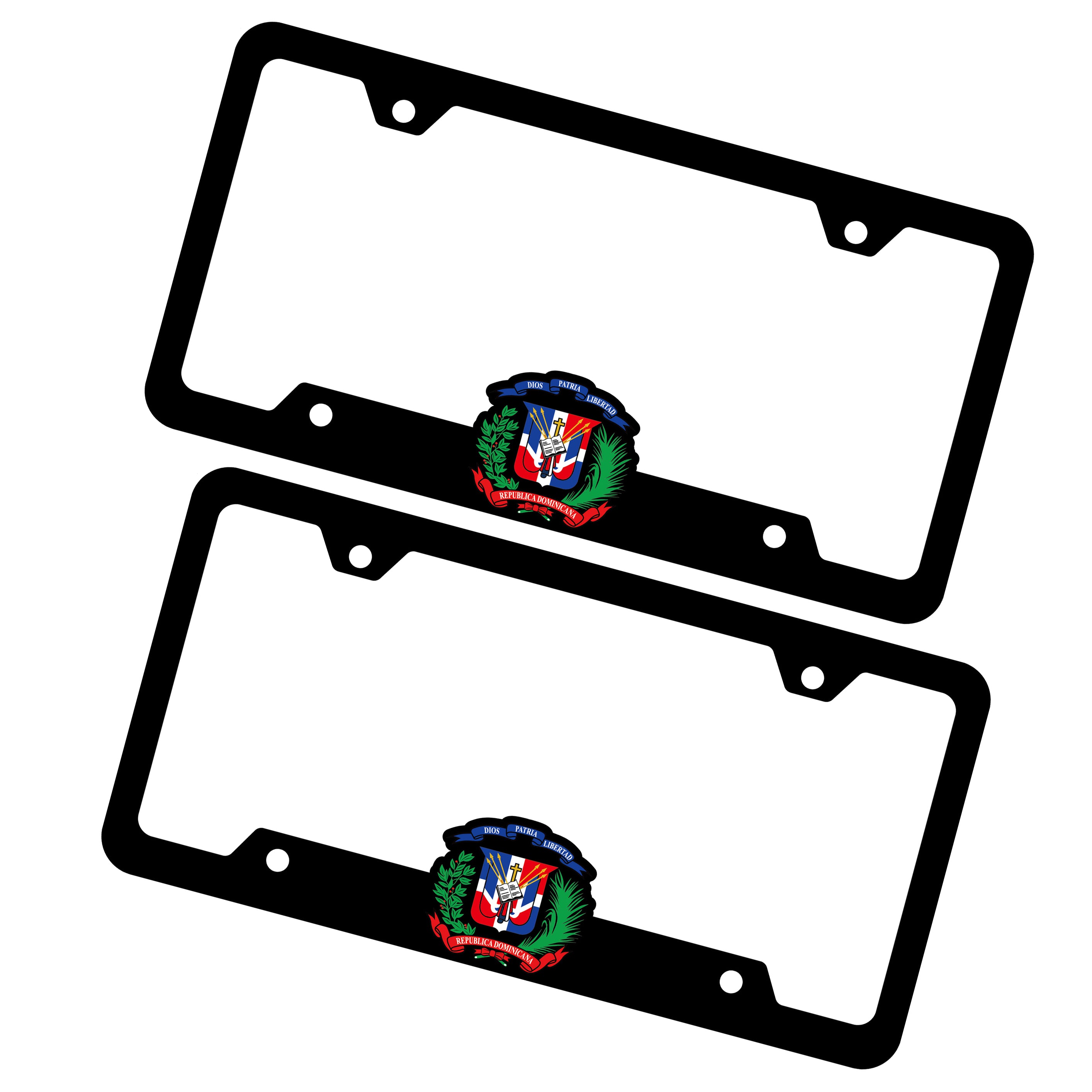 thumbnail image 2 of Dominican Republic Flag Metal License Plate Frame – God Liberty Country – Fits Front Or Rear 2 of 3