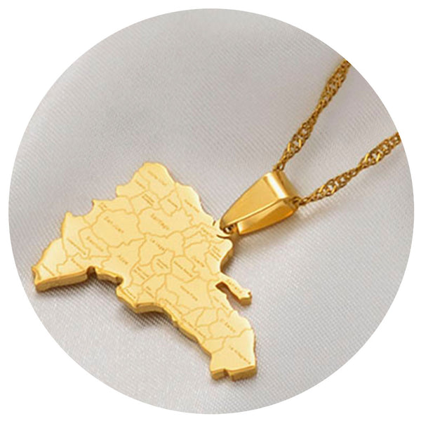 Map With City Names Necklace