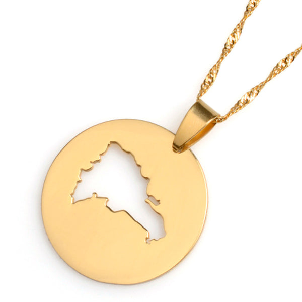 Round Map Pendant Necklace